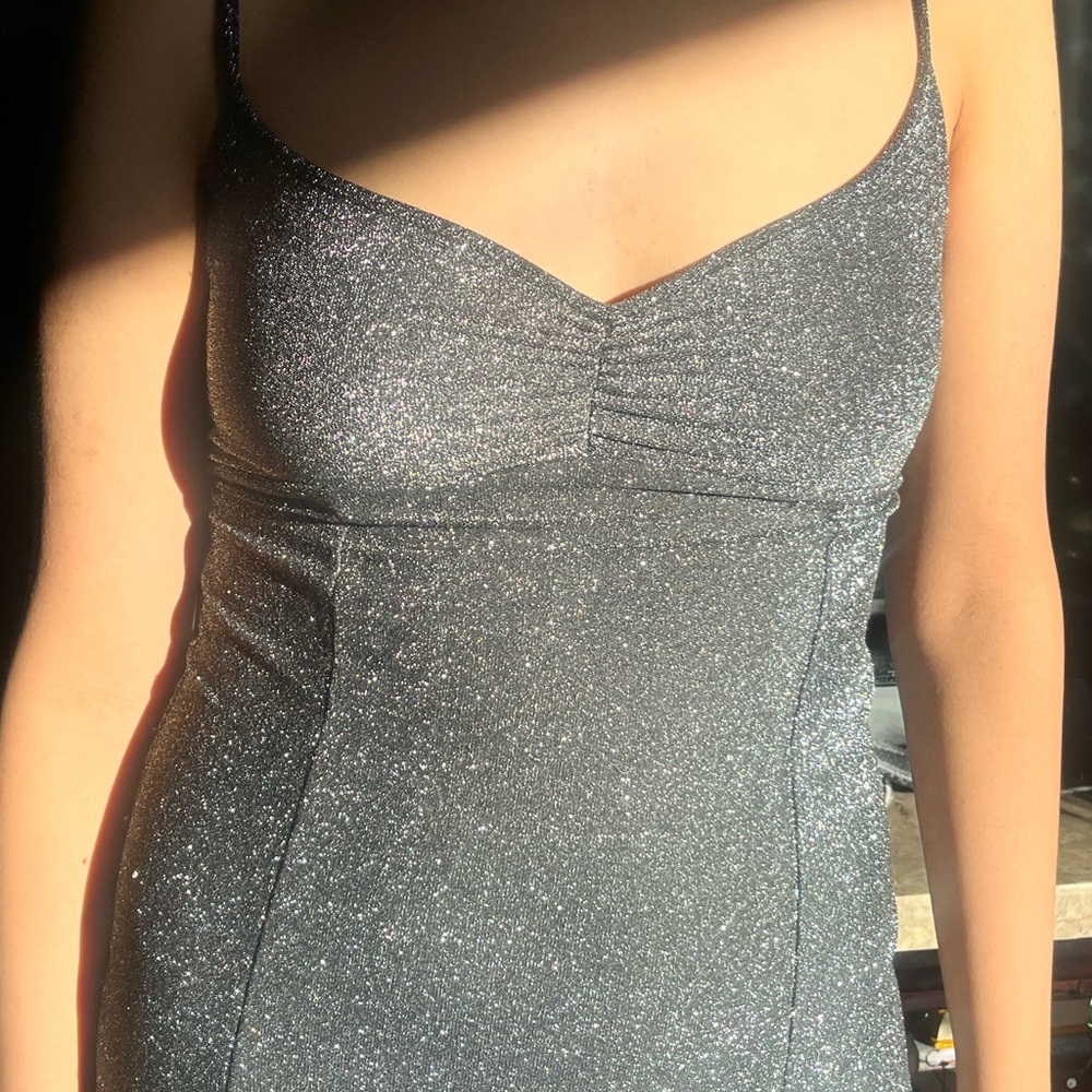 urban outfitters gray silver sparkly calf length dress - Picture 6 of 6